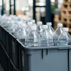 Crystal-clear test tubes, filled with vibrant blue liquids, stand tall within a modern laboratory setting