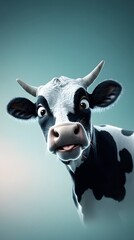 Curious Black and White Cow with Expressive Eyes