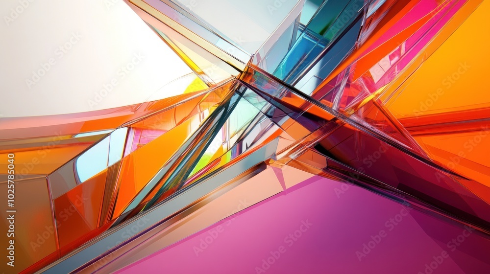 Poster abstract geometric shapes in vibrant colors create a dynamic and modern design.