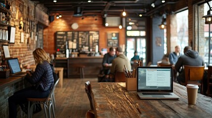 A cozy downtown coffee shop that has become a favorite spot for freelancers and creatives, with comfortable seating, eclectic decor, and a relaxed atmosphere. Writers and designers work on their