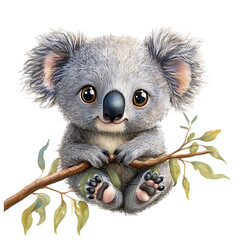 Baby koala isolated transparent background