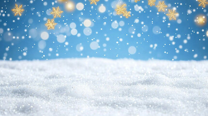 Naklejka premium Experience the Magic of Winter with Beautiful Snowflakes and a Serene Blue Background