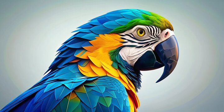 Minimalist Polygon Graphics of Blue and Yellow Macaw Parrot Vector Background for Modern Decor