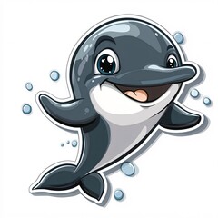 Naklejka premium Cheerful Dolphin Cartoon for Stickers and Graphics