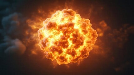 Fototapeta premium Radiation emitted during nuclear fission, with energy waves and atomic particles scattering in all directions