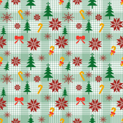 Seamless floral vector pattern for wallpaper, fabric, and Christmas decoration