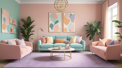 sofa in living room interior with copy space 3d rendering