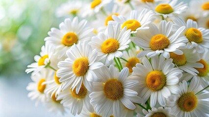 Fototapeta premium Close-up of white daisy flowers in a bouquet with tilted angle