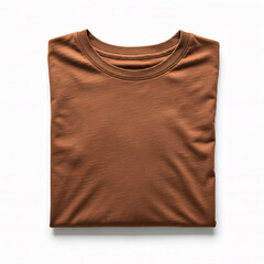 Folded Brown T-Shirt Mockup on White Background