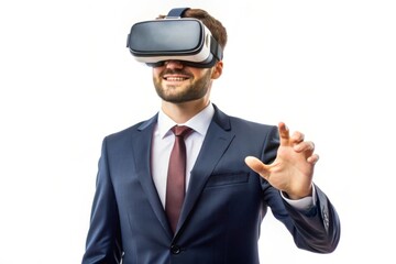 Businessman Engaged in Virtual Reality Experience