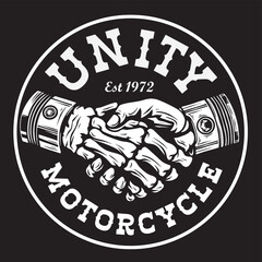 Vintage illustration of motorcycle club unity greeting