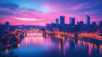 Fototapeta premium Pittsburgh Skyline at Dusk