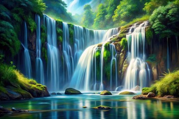 Close-up painting of waterfall
