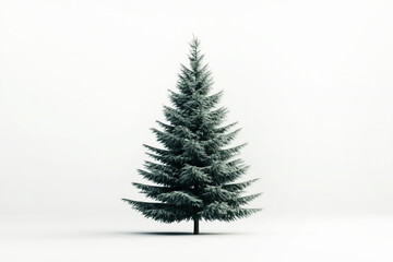 A full green pine tree displayed prominently isolated on white background, Christmas holiday concept