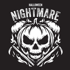 Vintage illustration of halloween pumpkin darkness