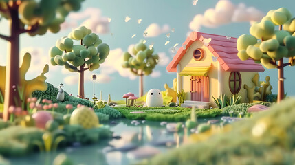 3d render cartoon scene