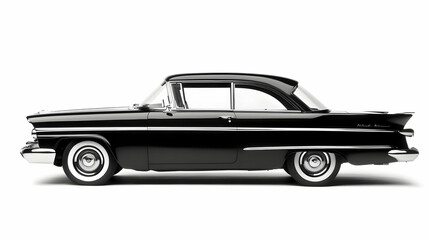 Fototapeta premium Classic Black Car Poses Gracefully in a Studio Setting