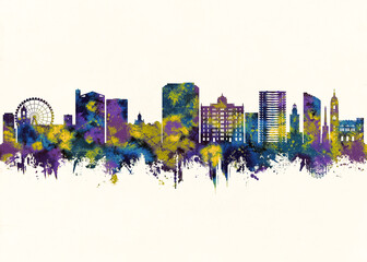 Obraz premium Malaga City Skyline. Cityscape Skyscraper Buildings Landscape City Downtown Abstract Landmarks Travel Background Modern Art Architecture Business Building Corporate