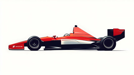 Red Open Wheel Race Car Illustration on White Background