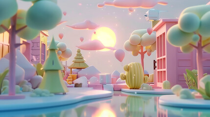3d render cartoon scene