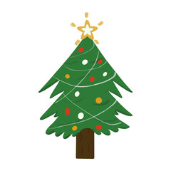 Colorful Cartoon Christmas Tree with Star Decoration