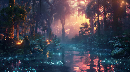 Fototapeta premium Observing the sunlight filtering through the trees in a forest, surrounded by a natural landscape of terrestrial plants, trunks, twigs, grass, and various shades of wood