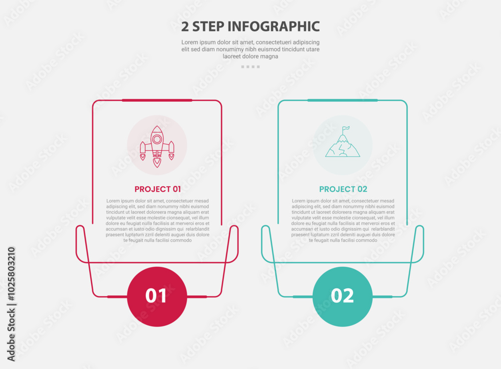 Aufkleber 2 points template infographic outline style with 2 point stage or step comparison template with crea