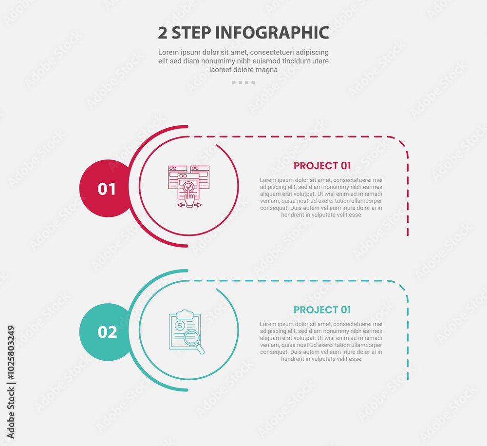 Aufkleber 2 points template infographic outline style with 2 point stage or step comparison template with crea