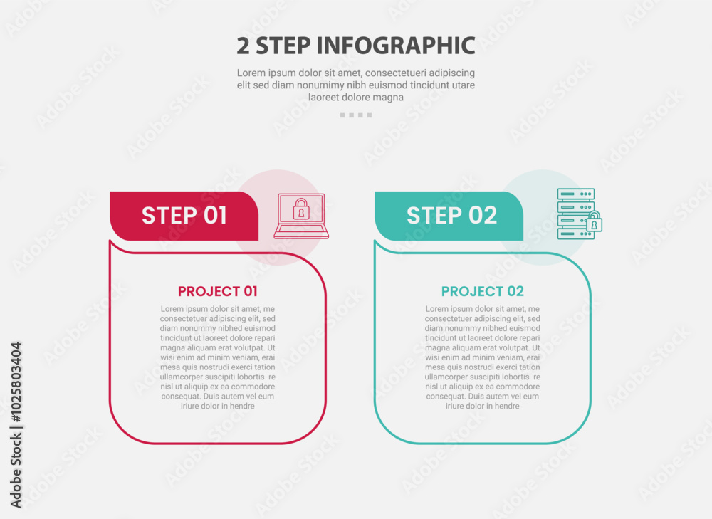 Aufkleber 2 points template infographic outline style with 2 point stage or step comparison template with tabl