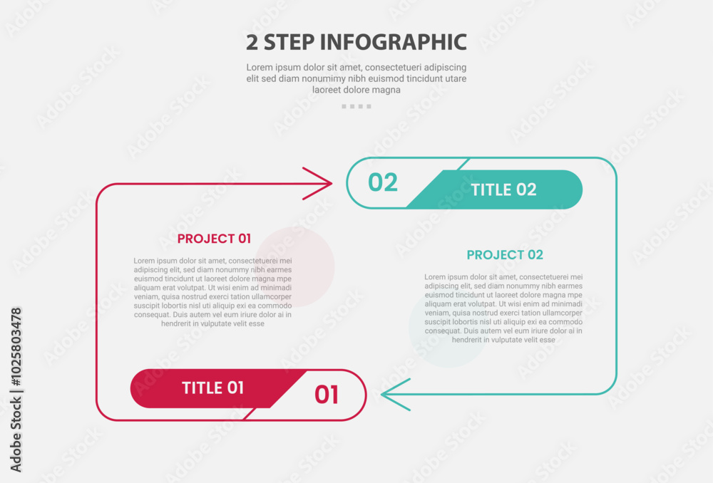 Fototapete 2 points template infographic outline style with 2 point stage or step comparison template with arro