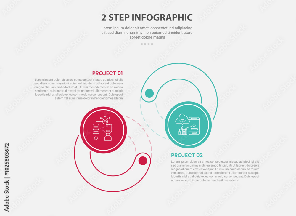 Aufkleber 2 points template infographic outline style with 2 point stage or step comparison template with big 