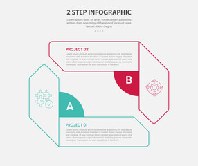 2 points template infographic outline style with 2 point stage or step comparison template with creative rectangle arrow opposite direction for slide presentation