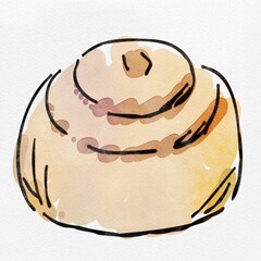 水彩 秋を彩る、シナモンロールのおしゃれな手描きイラスト