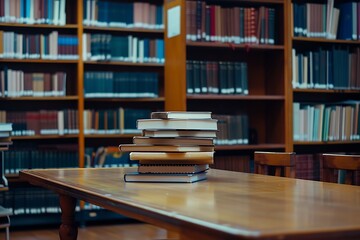 Books in a public library, reading and learning