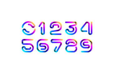Ribbon font alphabet, bright numbers
