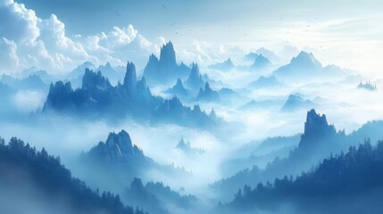 Mystical Mountain Range at Sunrise