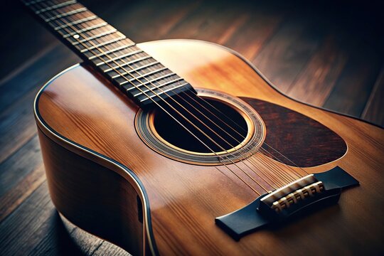 Close-up shot of a guitarist strumming a guitar