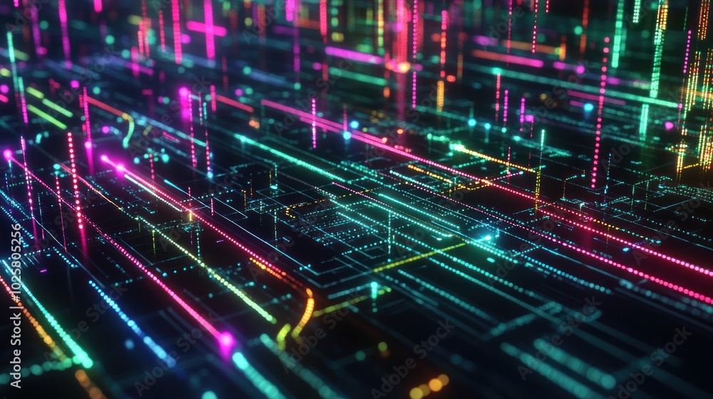 Poster a futuristic data technology background featuring digital lines and grids representing data streams,