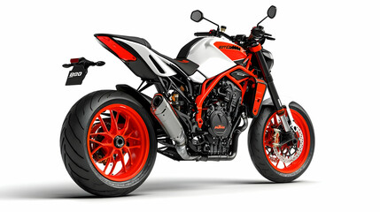 Obraz premium Powerful Motorcycle Stands Out on a White Background