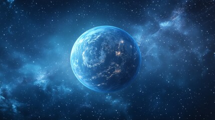 Earth from Space with Starry Background