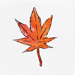 水彩 秋を彩る、紅葉のおしゃれな手描きイラスト