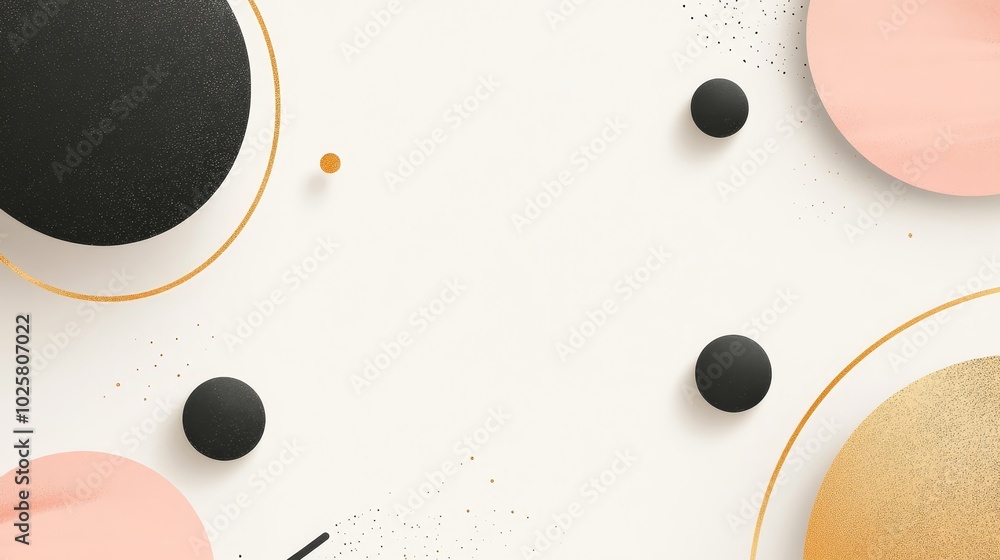 Poster abstract design featuring circles and dots in soft colors, ideal for backgrounds or modern graphics.