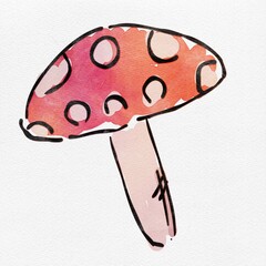 水彩 秋を彩る、きのこのおしゃれな手描きイラスト