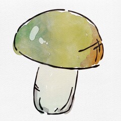 水彩 秋を彩る、きのこのおしゃれな手描きイラスト