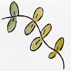 水彩 秋を彩る、落ち葉のおしゃれな手描きイラスト