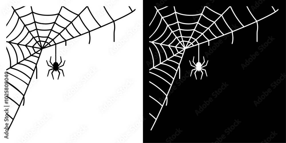 Poster ofvs747 outlinefilledvectorsign ofvs - spider web corner vector icon . isolated transparent . black 