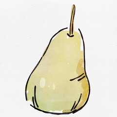 水彩 秋を彩る、梨のおしゃれな手描きイラスト
