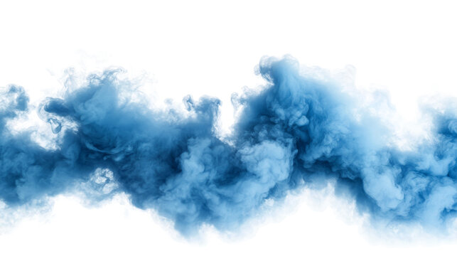 A cloud of blue smoke on a transparent background