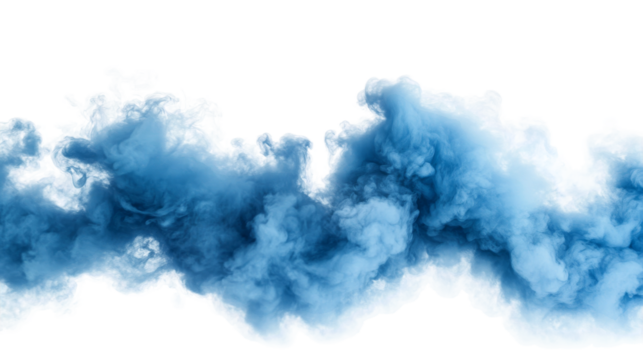 A cloud of blue smoke on a transparent background