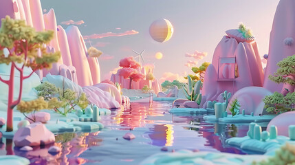 cartoon 3d cute scene